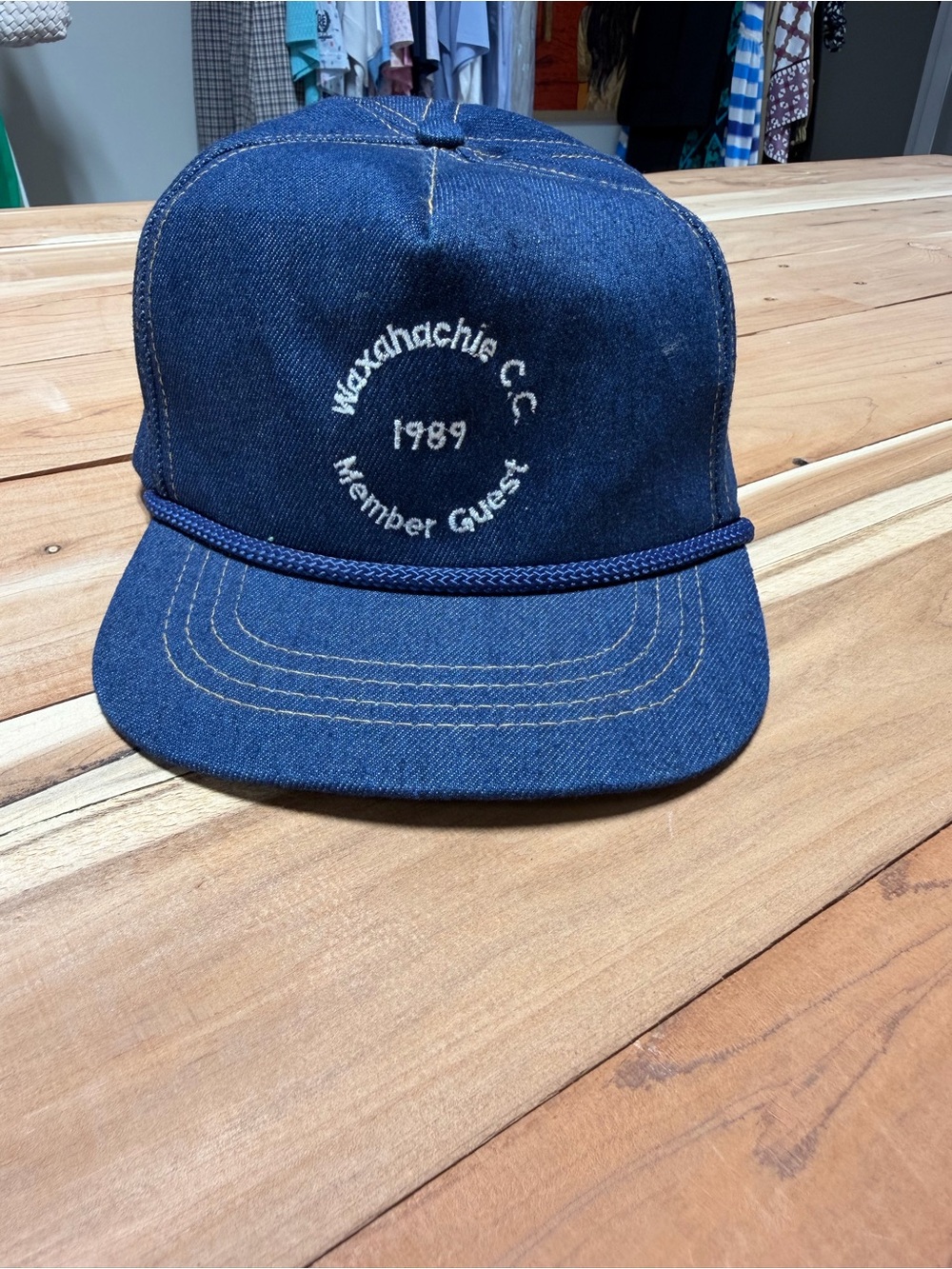 Vintage 1989 Waxahachie CC Member Guest Denim Rope Golf Hat - Picture 3 of 5